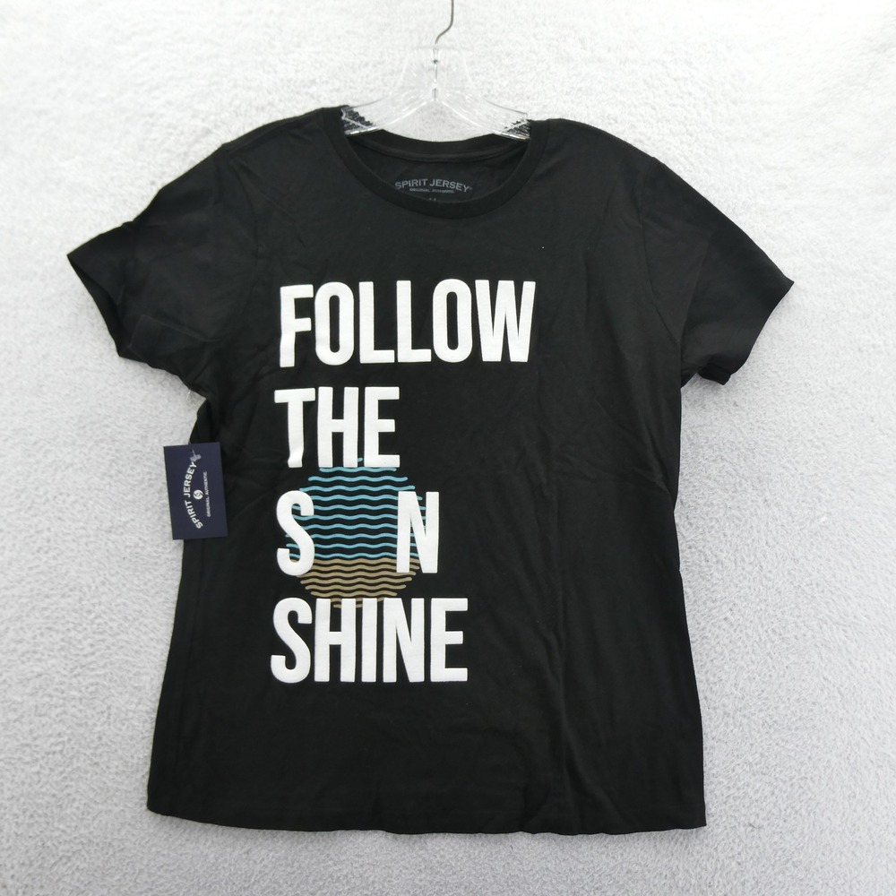 Spirit Jersey Shirt Womens Medium Follow The Sunshine Black Graphic Cotton Short